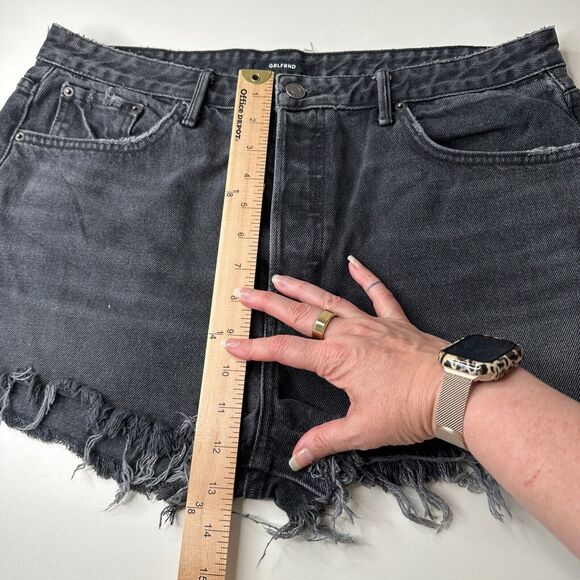 GRLFRND Cindy Hidden Button Fly High Rise Gray Cut-Off Jean Shorts Raw Hem 32 - Picture 13 of 14